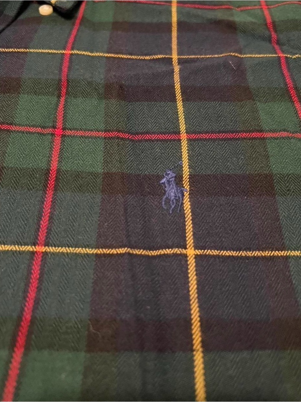 Ralph Lauren Green and Navy Tartan Shirt with Embroidered Pony L